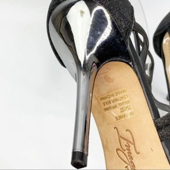 VINCE CAMUTO 7 Black Strappy Ranee Heels Party Open Toe - Picture 6 of 8